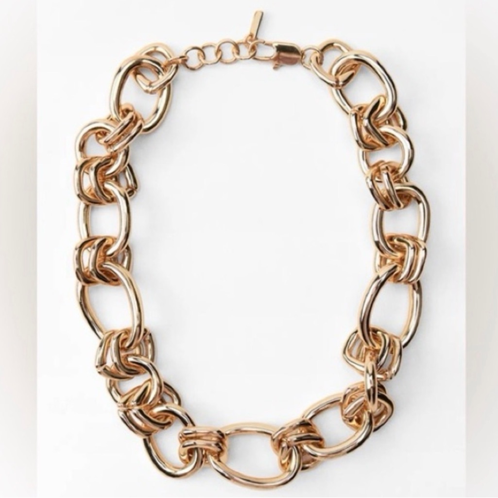 Zara Chunky Gold-Tone Chain Necklace Nwt